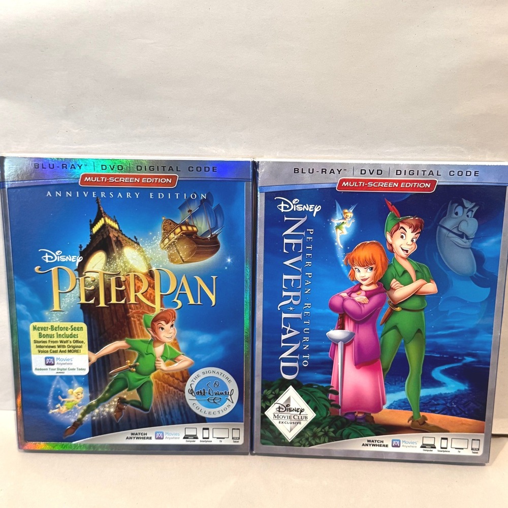 Peter Pan Anniversary Edition & Return to Neverland Blu-ray Bundle New Sealed